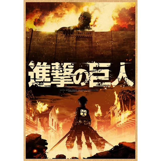 Attack on Titan Anime Poster Decor For Home Posters Room Wall Pictur Kraft Paper Retro And Prints Art Bar Cafe Stickers 33
