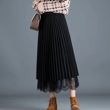 

2020 New Fashion Test Send Ladies Skirt Korean Style Of Solid Color wild Lace Casual Women's Skirt m