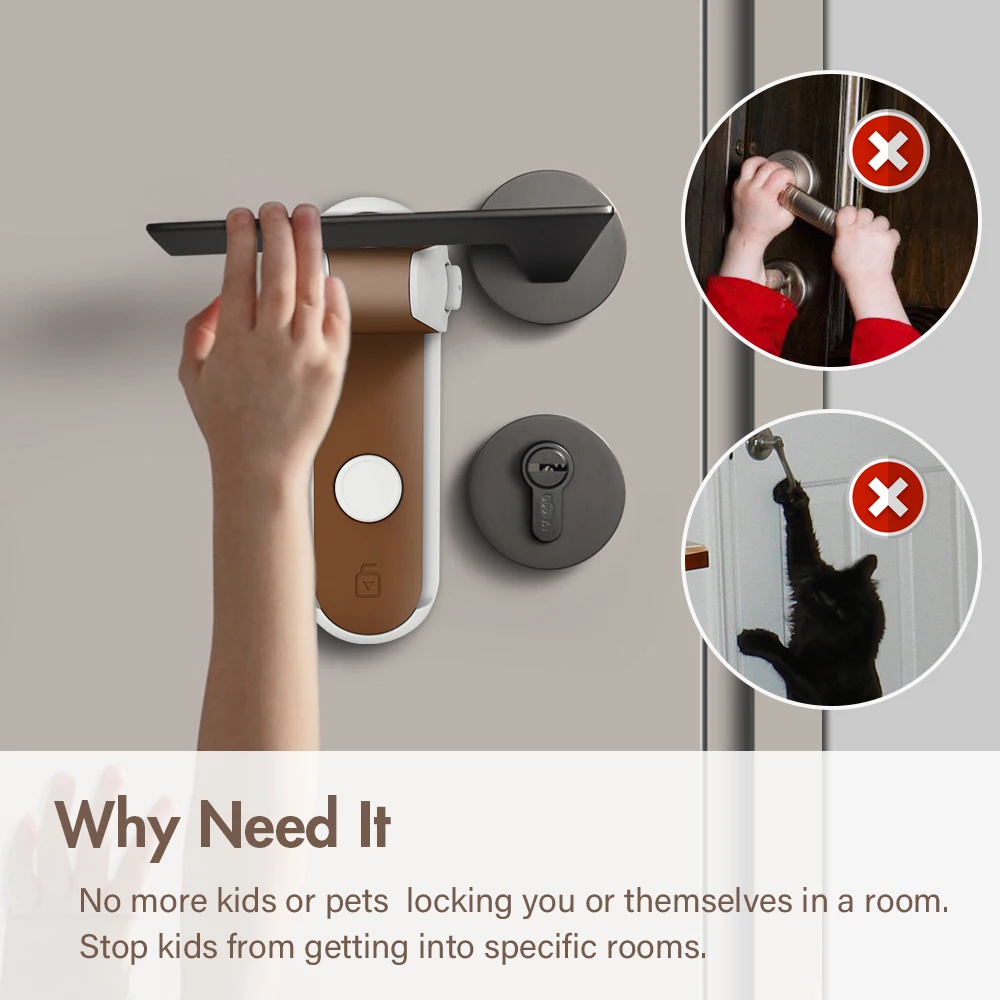 Door Lock EUDEMON Door Lever Lock Baby Proofing Door Handle Lock Childproofing Knob Lock Easy to Install and Use 3M VHB Adhesive cabinet lock child lock door lock safety lock door window lock