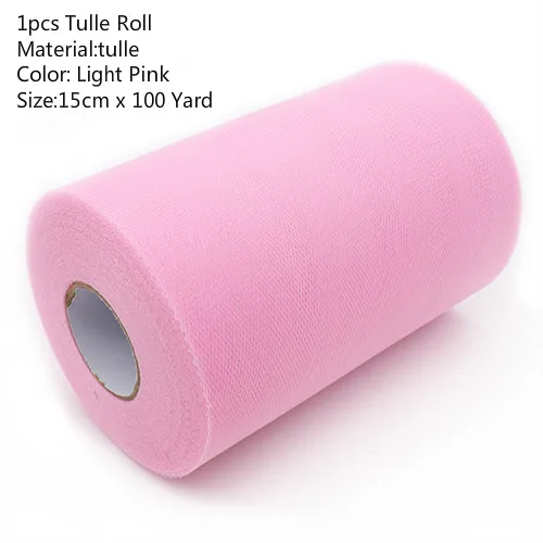 Фатиновая юбка-пачка в рулоне, 15 см, 100 ярдов, сделай сам подарочная упаковка для дня рождения, вечеринки, Рождества, свадьбы, для детей - Color: 100Yard Light Pink