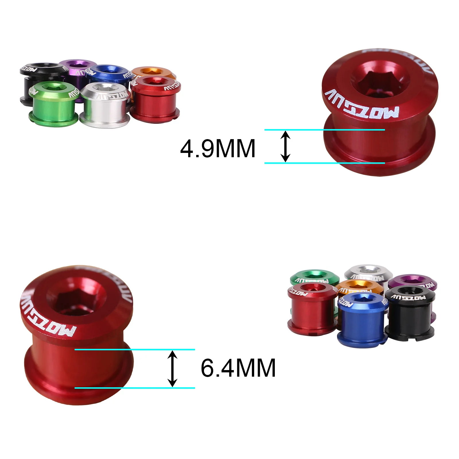 5Pcs MTB Bicycle Chainring Bolt Single Chainwheel Screws Alloy 7075 4.9mm/6.4mm Road Cycling Bike Disc Screws for Crankset Parts