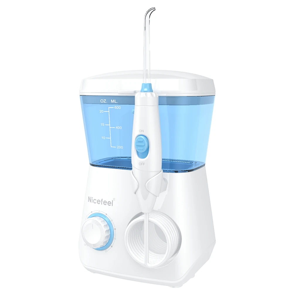 

New Nicefeel 600ml Oral Irrigator Water Flosser Dental Jet Teeth Cleaner Hydro Jet Water Toothbrush Dental SPA with 7pcs Tips