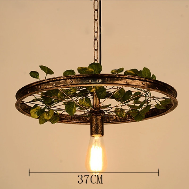 

Wheel Iron Lights American Rural Hanglamp Simulation Plant Internet Cafe Creative Decoration Lamp Industry Wind Pendant Lamps