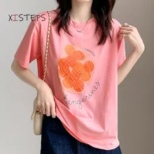 

Pure Cotton Soft Summer Tees For Women 2021 Summer Loose Long T-shirts Tops tees Ladies Clothings Pink White Green Ropa Mujer