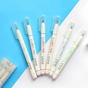 

6pcs Two Lines Gel Pen Double Lines Marker Stereo Color Pen for Students DIY Journal Planner Hand Account Office Supplies