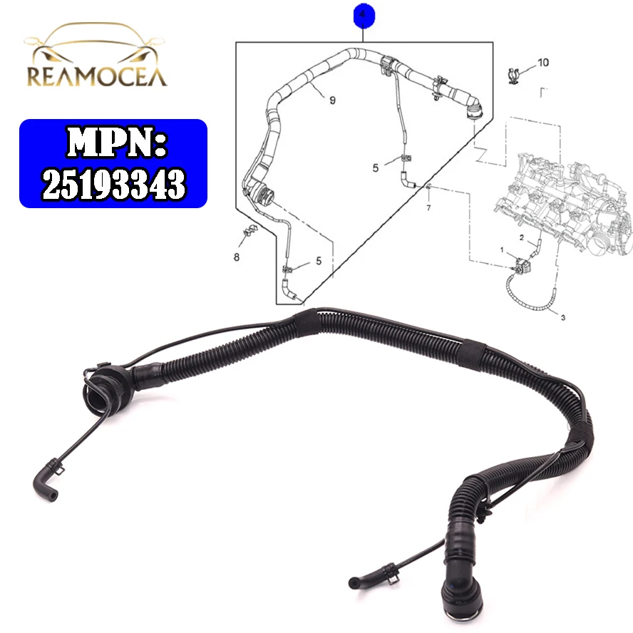 Положительная вентиляция Картера Reamocea PCV Hose 25193343 трубка подходит для Chevrolet Buick Encore