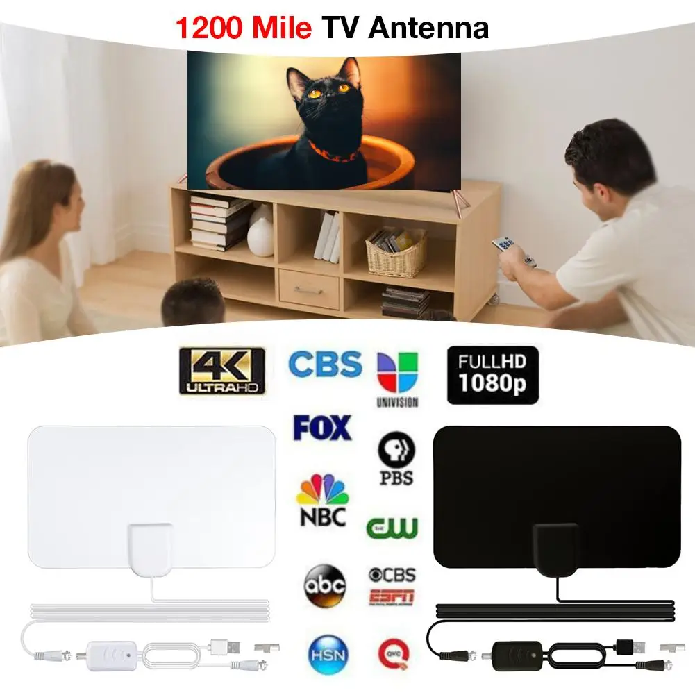 1200 Miles ТВ антенна черный/белый Мини HD Крытый высококачественный цифровой 4 K/HD ТВ антенна Быстрая Поддержка Прямая