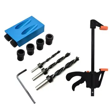 

1 Set Oblique ​Hole Locator Drill Bits Jig Clamp Kit Aluminium Woodworkers 15 Degree Angle Drilling Locator Guide Wood Hand Tool