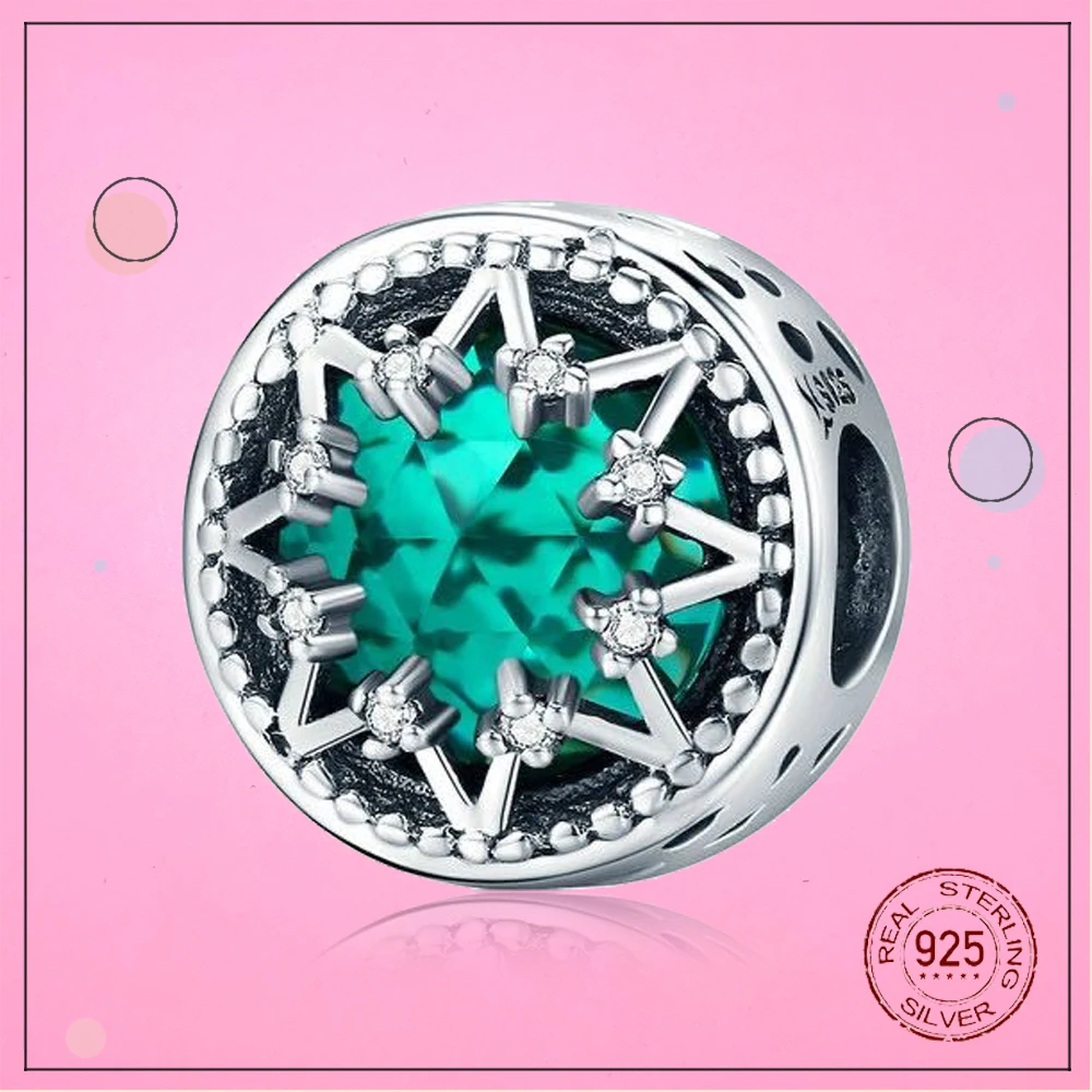 

Romantic 925 Sterling Silver Glitter Snowflake Green Crystal Beads Christmas Gift Charm Bead Charm Charm Bracelet