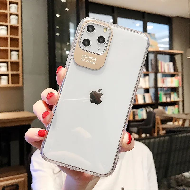 Золотой Объективы для телефонов Защитная крышка для iPhone11Pro Макс XR Xs макс 7 8plus 6 S плюс простой однотонный Мягкий силиконовый прозрачный чехол Крышка - Цвет: Золотой