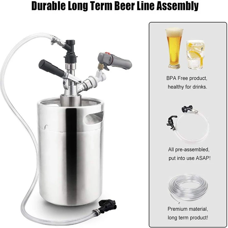 Ball Lock Beer Line Assembly,20 inch Beer Line with Picnic Tap Faucet and Ball Lock Disconnect Homebrew Keg for Cornelius Keg Wi