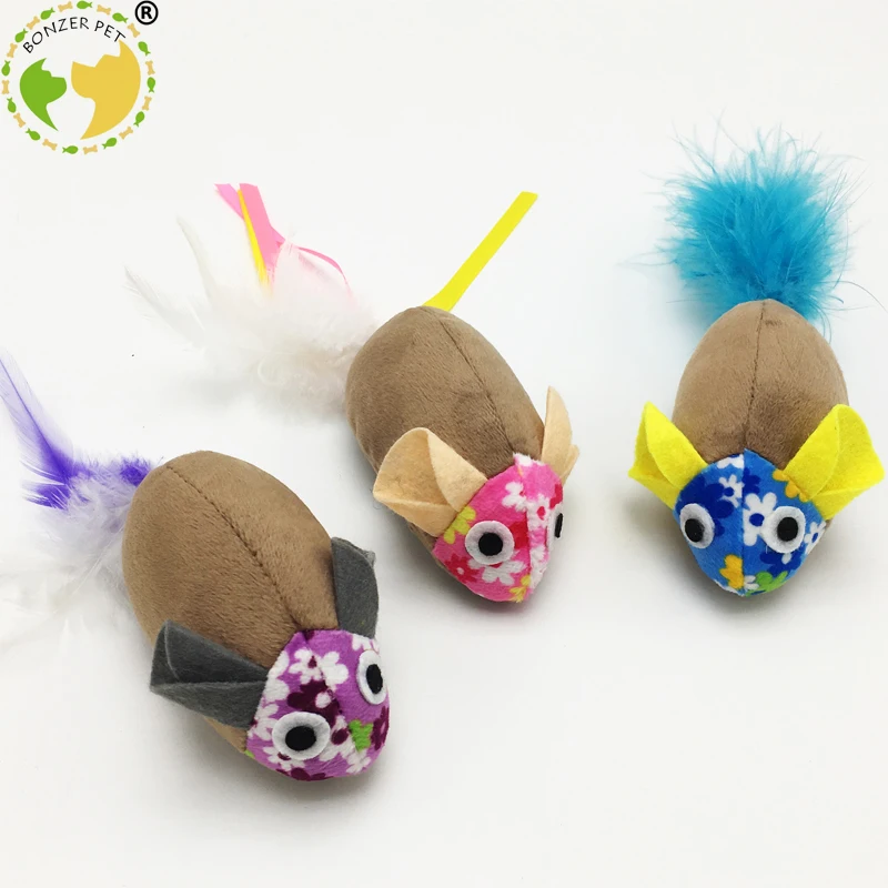 Bonzerpet кошачьи Зубы шлифовальные игрушки смешной интерактивный плюшевый мышь Искусственный Красочный перо кошка питомец котенок жевательная игрушка скребок