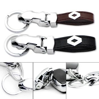 

Car Metal+Leather Emblem Keyring Keychain Key Chain For Renault Megane 2 3 Duster Logan Clio Laguna 2 Captur Car Accessories