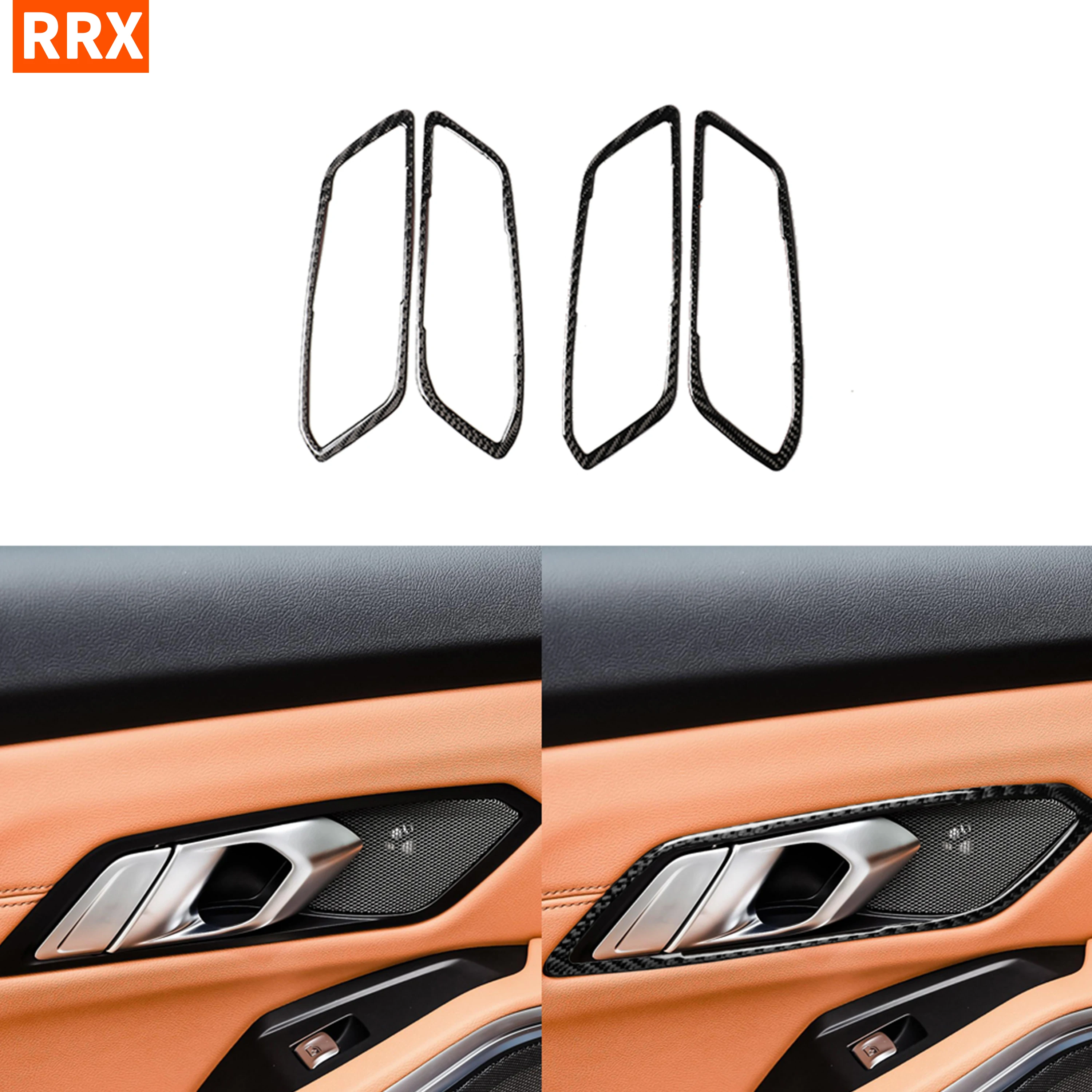 For BMW 3 Series G20 G28 2019-2020 Carbon Fiber Sticker Inner Door Handle Frame Cover Trim 4Pcs Car Accessories | Автомобили и