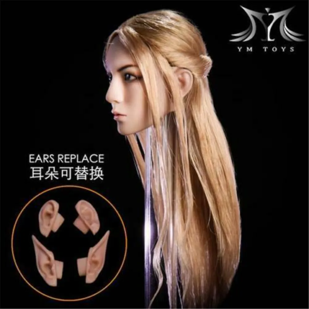 YMtoys 1/6 Blonde Hair Elf Girl Head Model W Detachable Ears YMT09A F Pale Body 