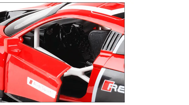 Изысканный подарок 1:24 R8 LMS сплав скользящая модель, литая модель звук и свет гоночной модели, расширенная коллекция
