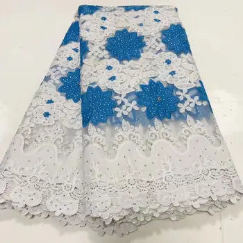 

Sky Blue Latest African Lace Fabric 2020 Tulle Lace Fabric With Stone High Quality African Nigerian Women For Dress XY25011B-1