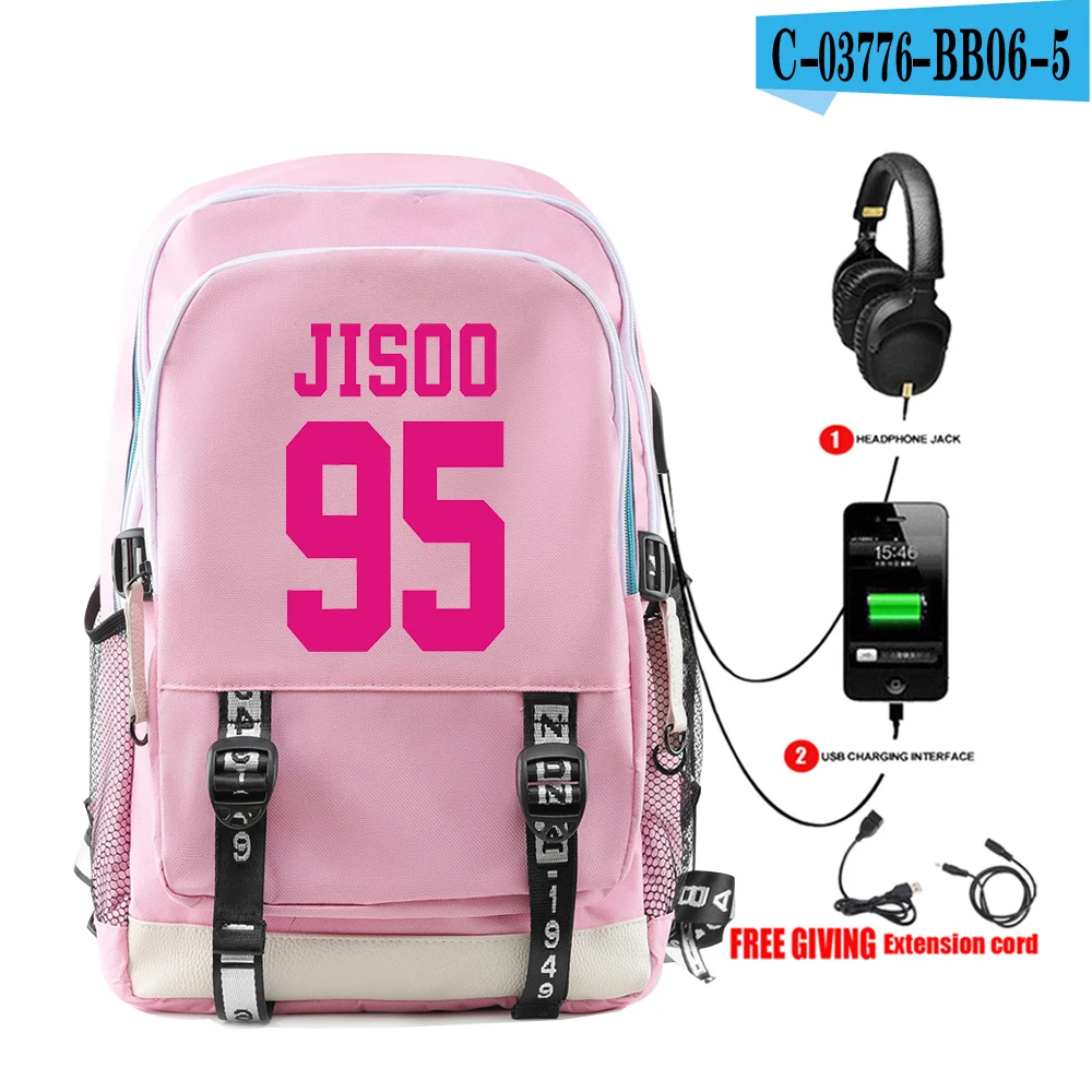 Kpop BTS сумка для женщин/мужчин мочила Harajuku usb ноутбук рюкзак змеиной кожи сумки на плечо для активной деятельности, Студенческая, для путешествий, рюкзаки, школьные сумки - Цвет: pink