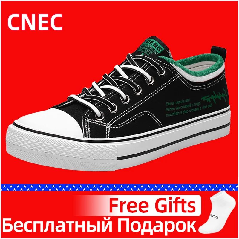 

2020 Genuine CNEC Sneakers Canvas Shoes for Men Teenage Black Platform Fashion Casual Bona Summer Spring Footwear Breathable