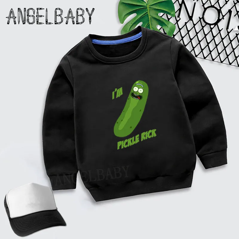 Толстовка для мальчиков и девочек детские толстовки с принтом «I'm Pickle Rick» детские осенние Топы, хлопковая одежда для малышей KYT5056