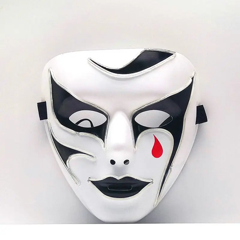 

Ghost Face Mask Halloween Masquerade Bar Party Performance Fearsome Night Light Mask Creative Glowing Mask