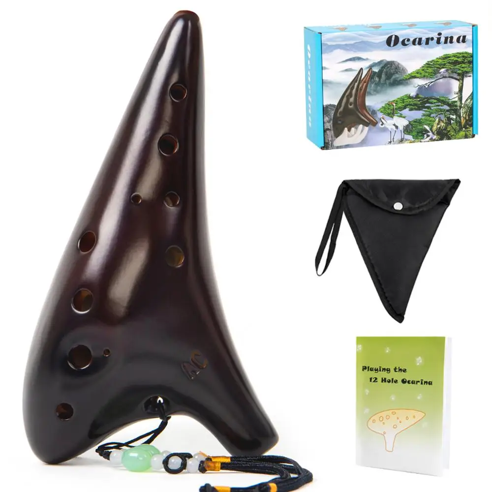 Бурый Ocarina 12 оттенков Alto C с песнями книга шейный шнур ветровой инструмент для