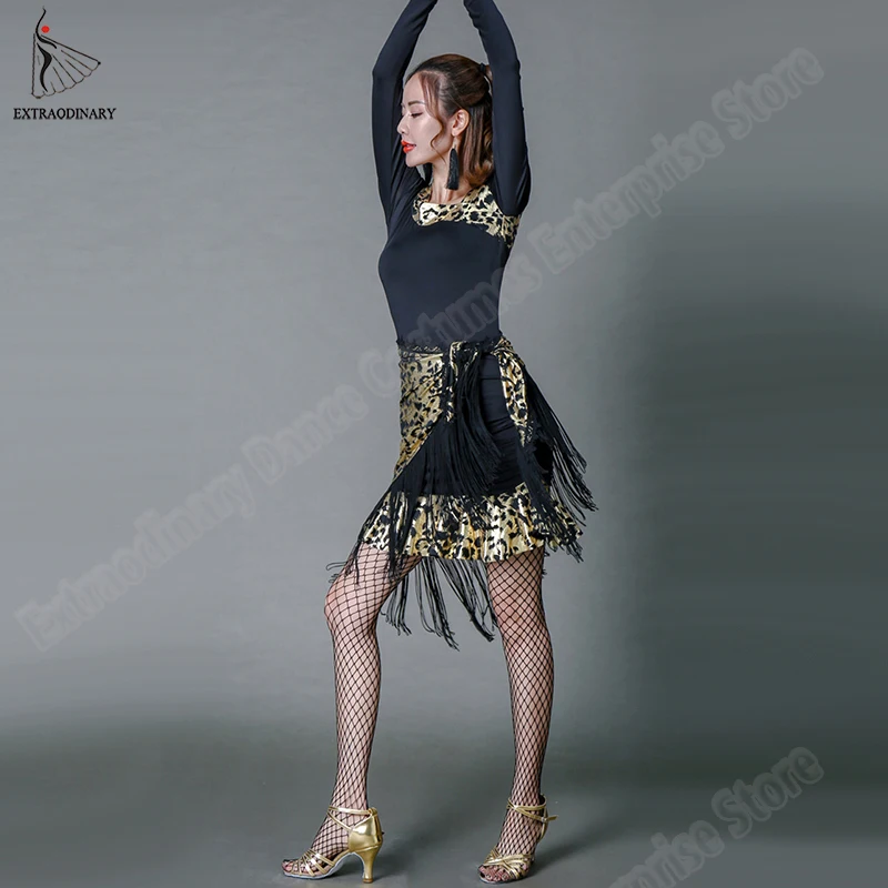 Women Belly Dance Dress Costume Practice Clothes Stage Performance Bellydance Black Skirt Long Sleeve(Not included Hip Scarf