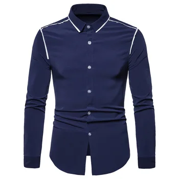 

New Arrival Long Sleeve Formal Shirts For Men Slim Tops Basic Turn-down Collar Business Casual Dress Shirts Camisas Masculina