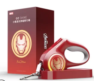 Iron Man Marvel стример поводок автоматическое расширение поводок Marvel прогулки игрушка из веревки для собак поводок для собак товары для домашних животных - Цвет: Iron Man