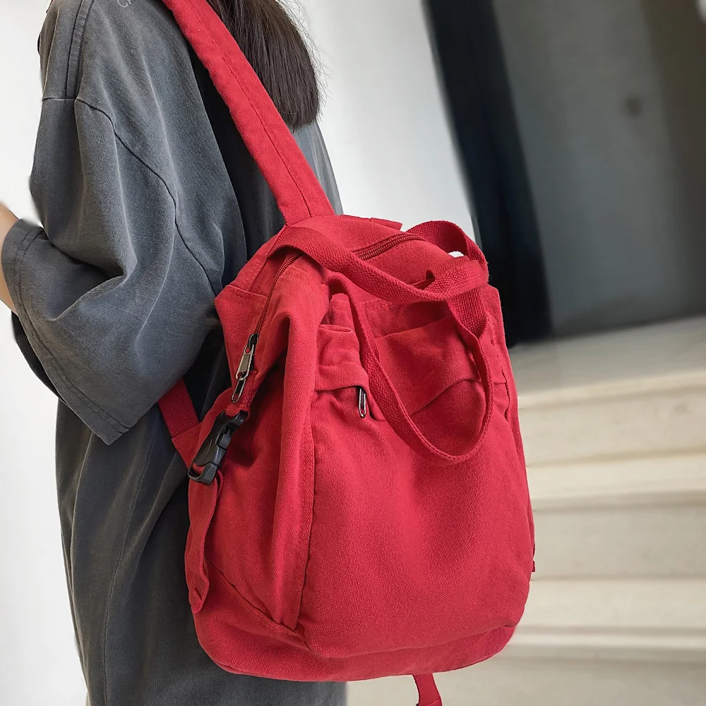 Mochila de lona para mujer, bolso de tela para chica, bolso para ordenador portátil Vintage para estudiantes mochila de viaje para mujer _ - AliExpress