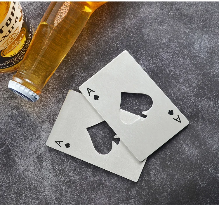 Портативная лопата из нержавеющей стали открывалка для бутылок в форме покера игральные карты для открывания бутылок пива метание и резка