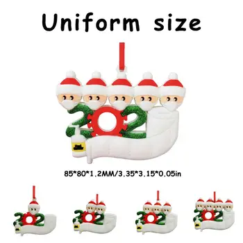 

Soft Rubber 2020 Quarantine Personalized Survived Family DIY Name Blessing Santa Claus Pendant Ornament Christmas Party Gift