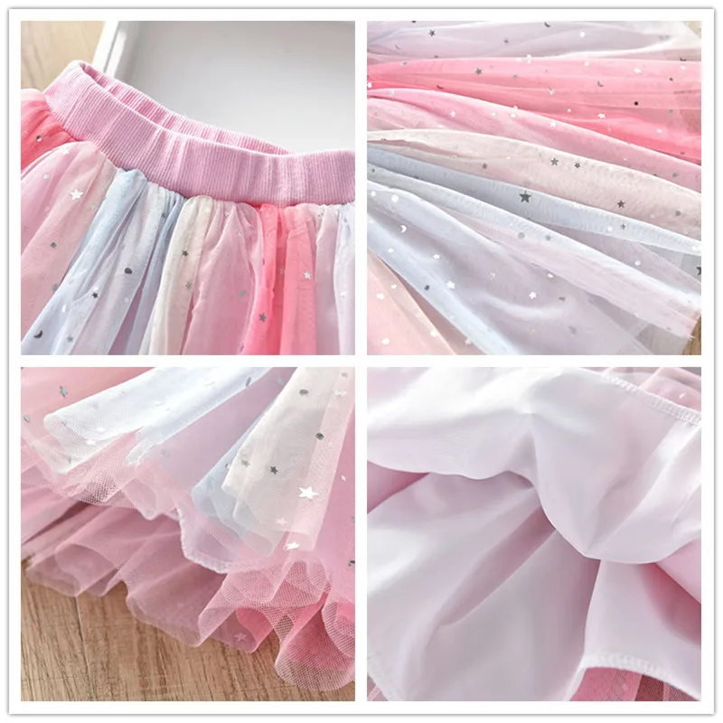 1-6Y Cute Tutu Skirt for Girl Summer Children Floral Plaid Skirts Kids Pink faldas Dance Party jupe Soft Mini Tulle Skirt Girls