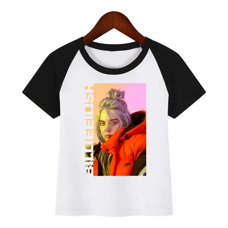 BoysGirls Billie Eilish/футболка с мультяшным принтом детская забавная одежда детская летняя футболка с короткими рукавами для малышей - Цвет: D232K