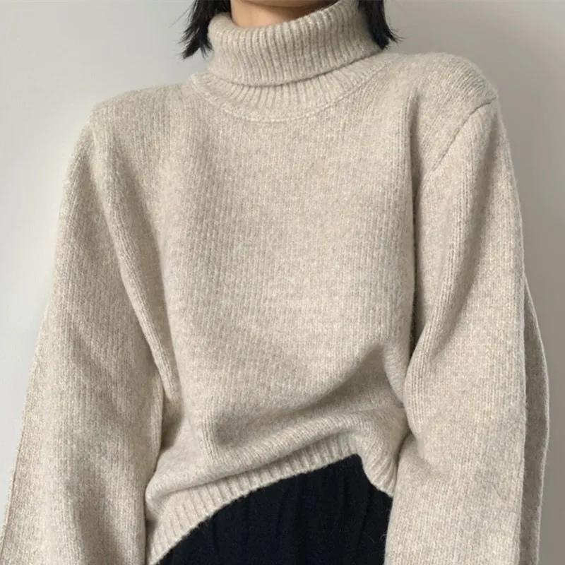 Women's Turtleneck Sweater Loose Simple Long