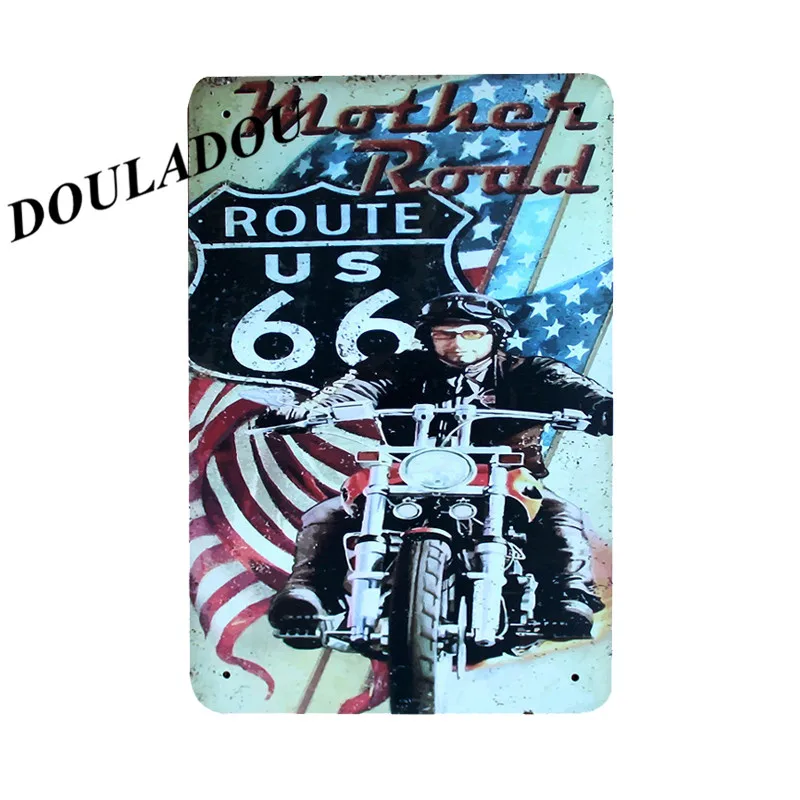 [Douladou] США Route66 Винтаж окрашивание металла декор Бар Кафе Декор отеля Ретро Винтаж вечерние плакат рисунок номер Декор 20x30 см - Цвет: 9
