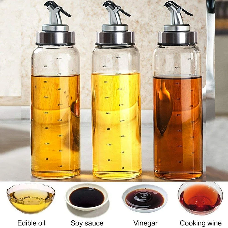 180-500ML Glass Leak-proof Olive Oil Jar Vinegar Bottle Kitchen Sauce Dispenser 