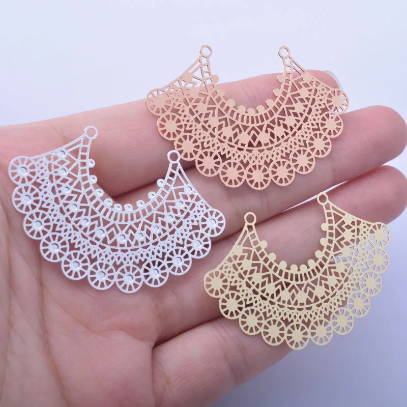 

6pcs 32*49mm BrassFiligree Connector Silver Gold Color Thin Earrings Accessories DIY Earring Jewelry Making