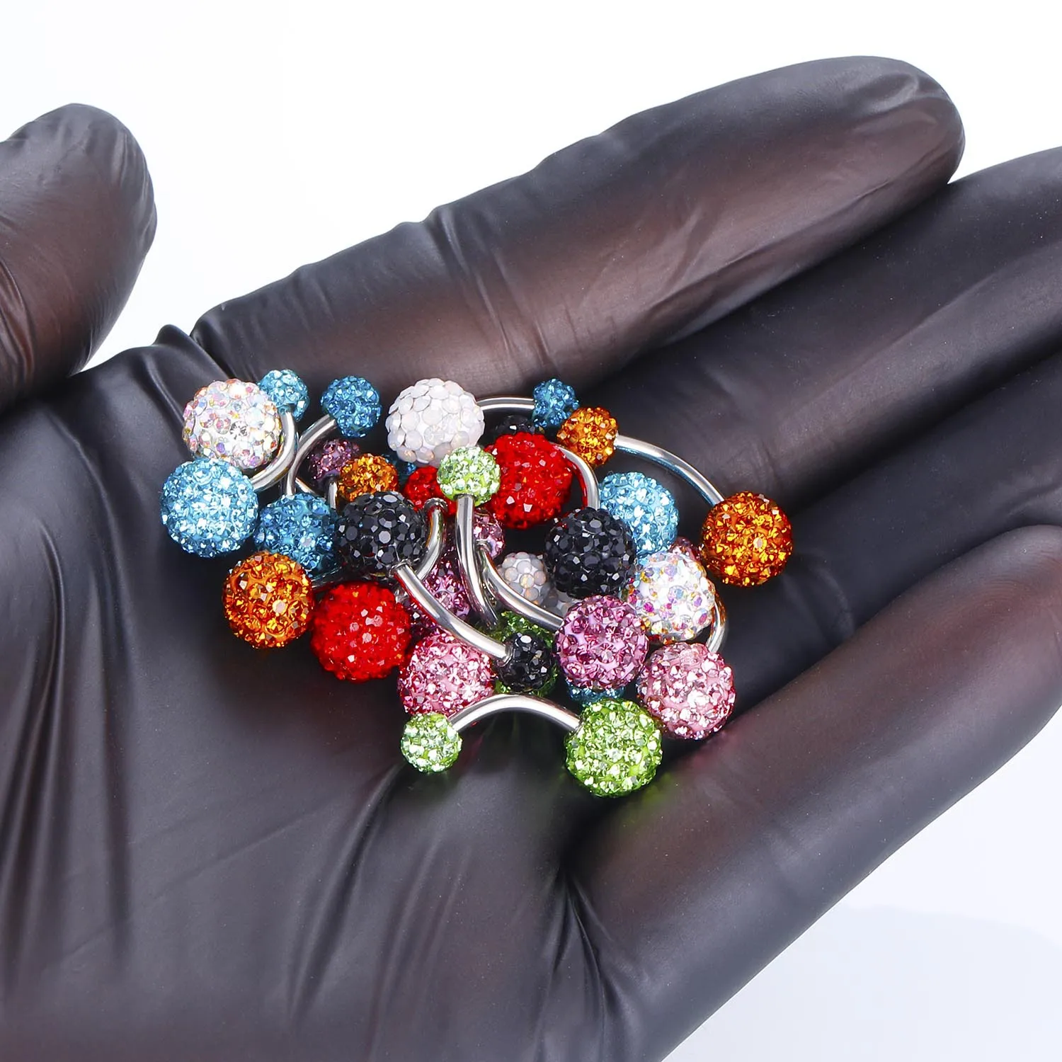 Stainless Steel Round Cz Crystal Disco Ball Belly Button Ring 14G Gltter Belly Piercing Bar Sexy Navel Bar Piercing Nombril piercing jewelry belly button earrings belly button piercings body piercing jewelry body jewelry 1PCS