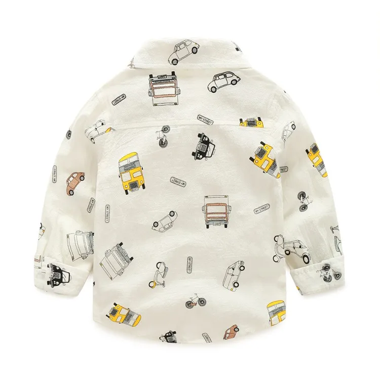 COOTELILI  Cartoon Children Boys Shirt Kid Long Sleeve Car Shirts Child Kids Boys Shirt Tops Blouse Casual Clothes (5)