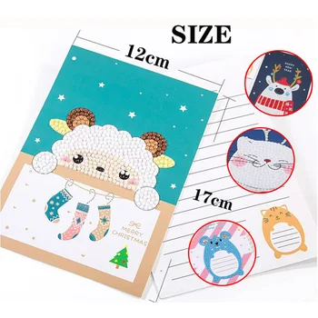 

New 4Pcs 5D DIY Special shaped Diamond Painting Greeting Card Birthday Festival Card Cartoon Animal Postcards Craft Gift