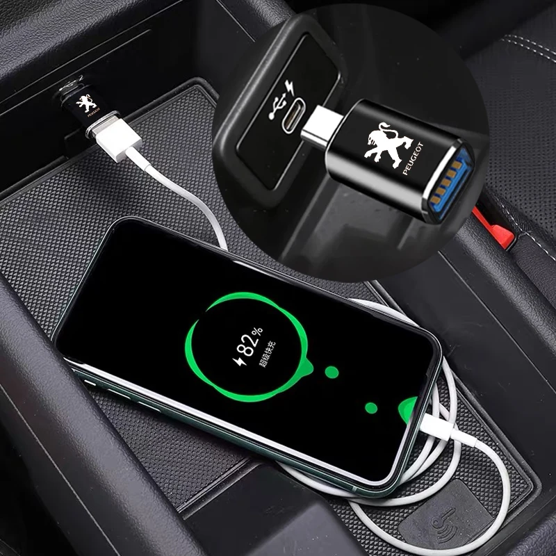 1pcs Type-C Turn USB Adapter Interface Converter For Peugeots 206 307 301 207 407 3008 308 406 107 108 208 408 508 607 807 2008