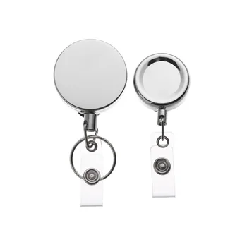 

1 PC Retractable Name Card Badge Reel Metal Anti-Lost Clip Key Chain ID Lanyards Door Pass Holder Work Card Office Supplies