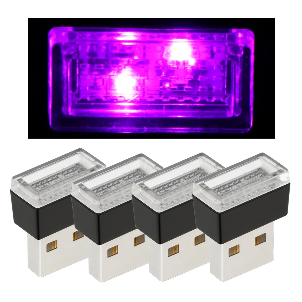 8 упаковок USB светодиодный автомобильный внутренний неоновый беспроводной