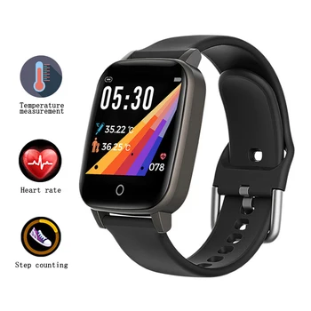 

HKFZ T1 Smart Watch Body Temperature Measure Heart Rate Blood Pressure Monitor Push Message Weather Forecast Smartwatch Bracelet
