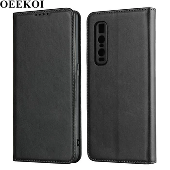 

OEEKOI Calf Stripe Magnetic Snap Wallet Leather Case for OPPO Find X2 Pro