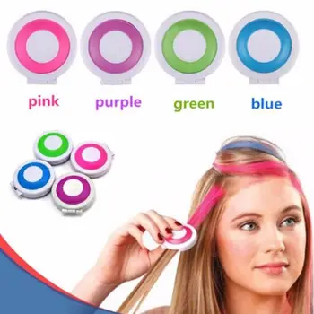 

4 Colors Bright Temporary Hair Dye Powder Cake Washable DIY Coloring Cream Chalk Set for Adult Kids Festival Party Accessories