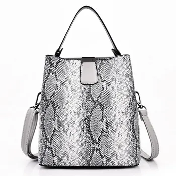 

NEW Snake Pattern Bags For Women Serpentine Hasp Bucket Bag Luxury Brand Crossbody Handbag Lady Shoulder Bag #T9