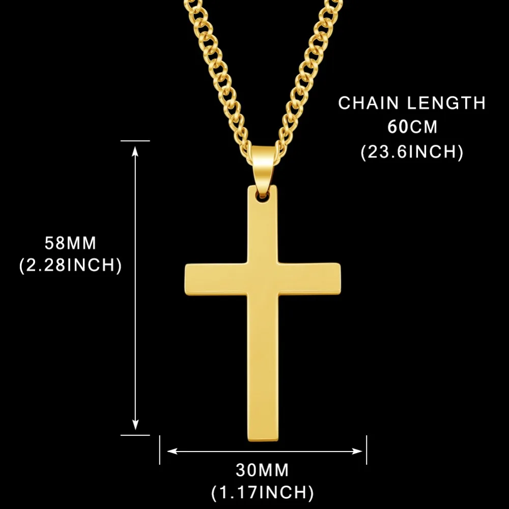 Простое модное ожерелье в форме Креста, нержавеющая сталь, золото, серебро, черный, Молитва Иисуса, подвески, ожерелье s для унисекс, христианские ювелирные изделия
