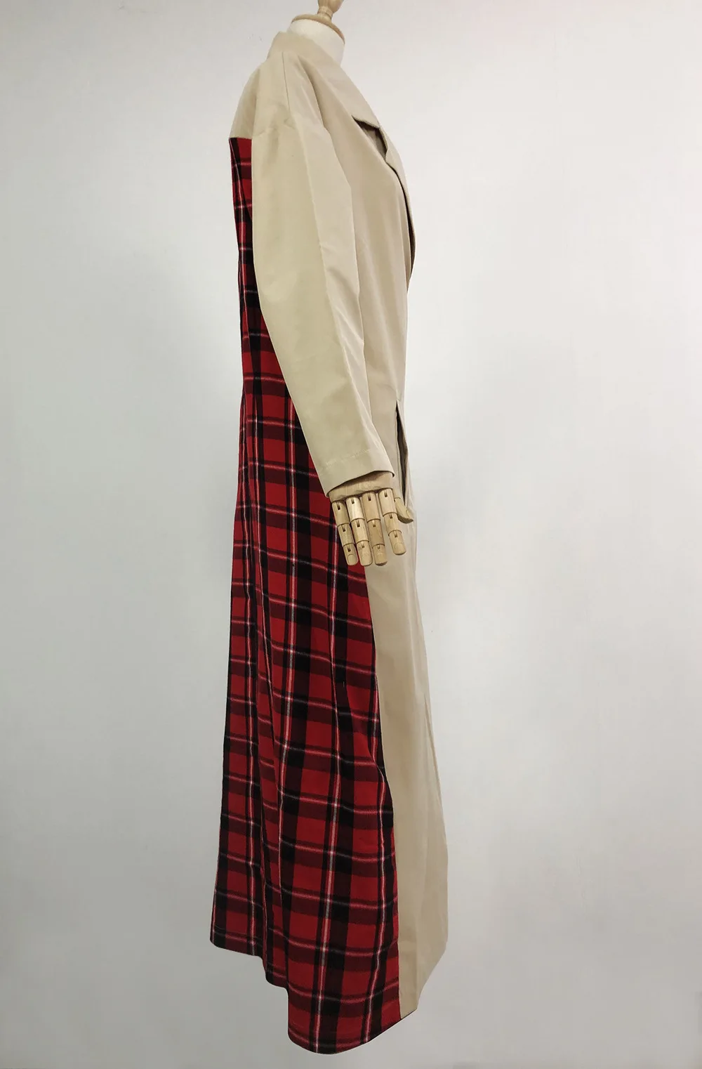 BOOFEENAA Красный Клетчатый хаки длинный тренч для женщин одежда осень зима ветровка куртки в уличном стиле пальто C28-BA05
